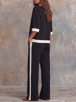 Vintage Art Comfortable Fabrics Patchwork Cotton Sweatshirt Set