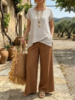Women's Striped Tunic and Wide-Leg Pants Set