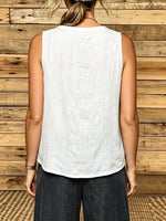 Women Solid Textured V-Neck Button Down Linen Sleeveless Vest