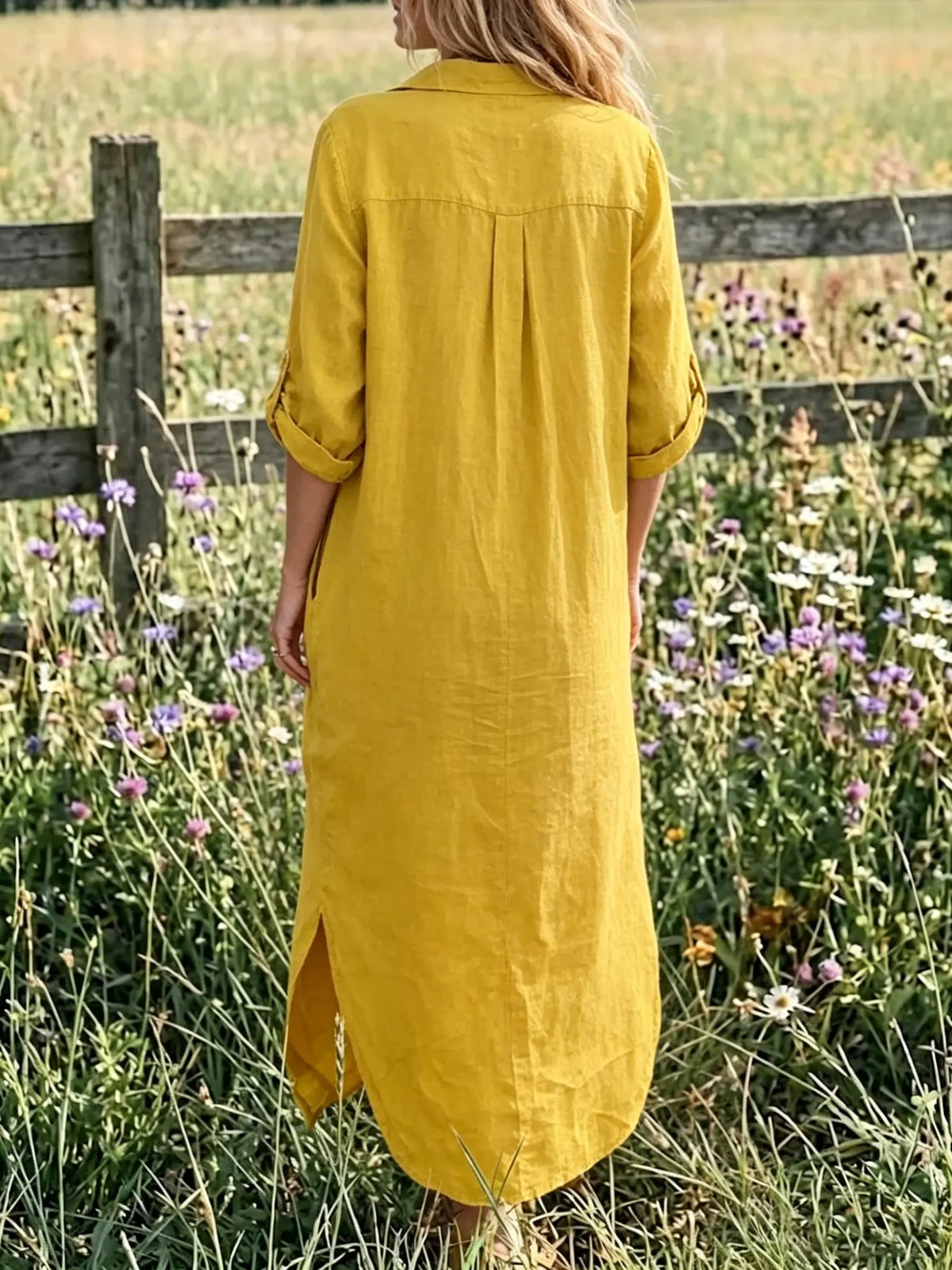 Meadow Button-Down Linen Dress