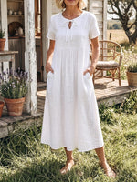 Vintage Art Comfortable Summer Fabrics Cotton And Linen Patchwork Embroidery Dress