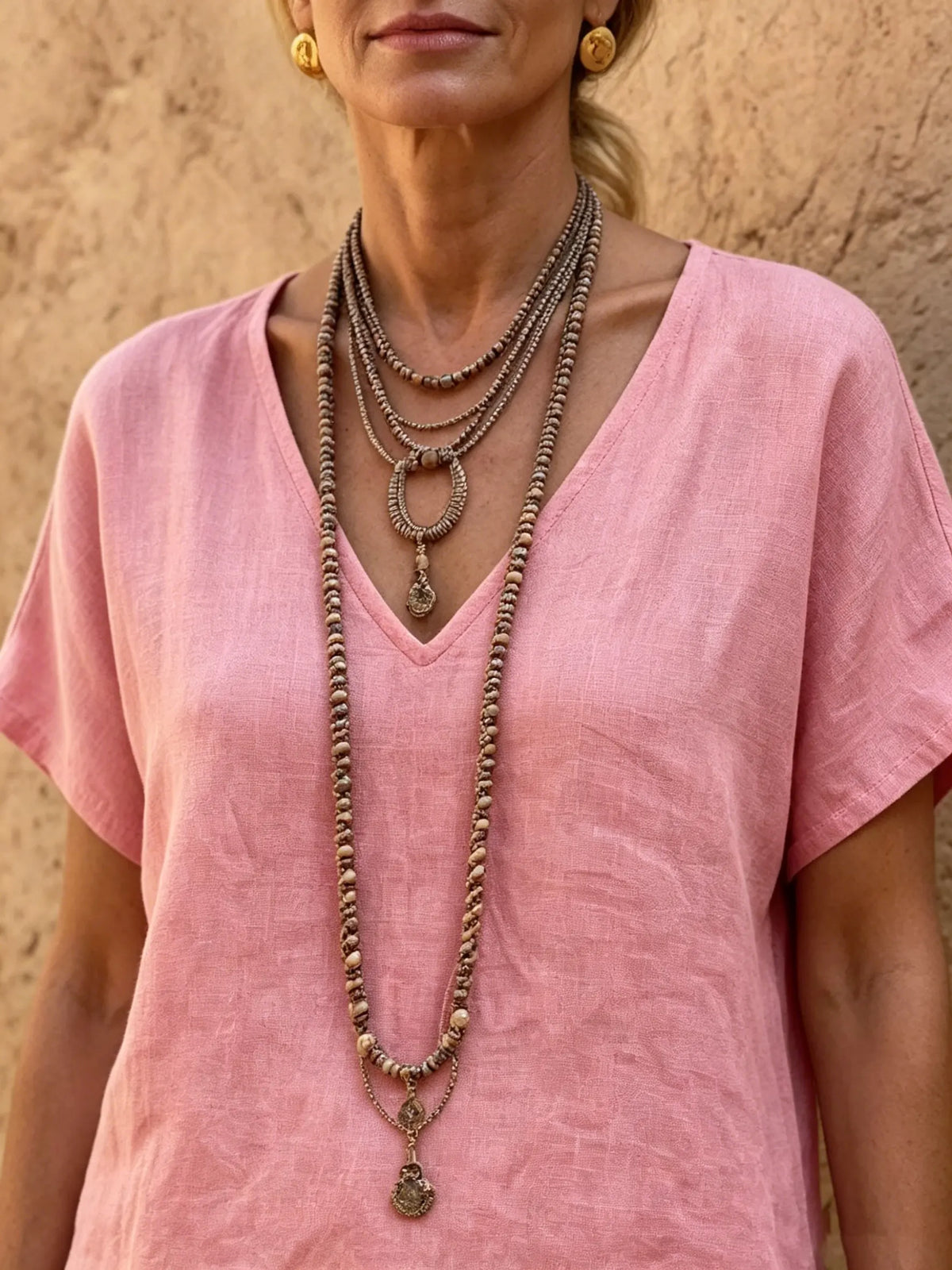 Women's Dusty Pink Linen Relaxed Set