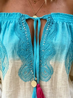 Bohemian Azure Ombre Off-Shoulder Tunic