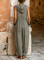 Women's Leopard Print Hooded Harem Jumpsuit