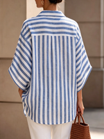 Relaxed Artful Tailoring Striped Cotton-linen Shirt