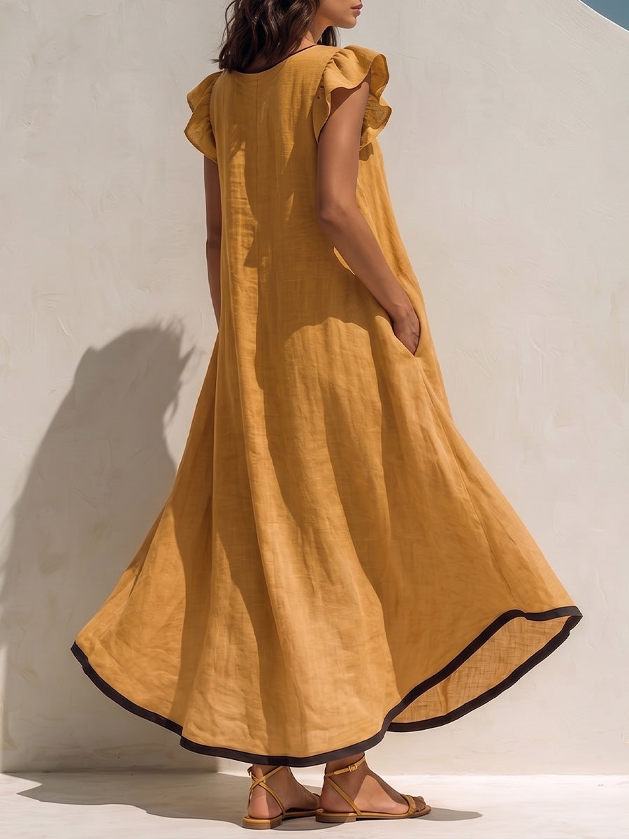 Vintage Art Comfortable Fabrics Cotton Linen Dress