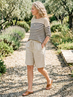 Women's Casual Cotton-Linen Drawstring Mid-Length Shorts