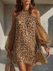 Women's Off-shoulder Leopard Print Chiffon Dress