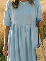 Women’s Casual Short Sleeve Round Neck Pocket Dress