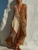 Stylish Spliced leopard-print Chiffon Maxi Dress