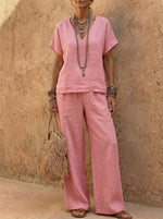 Women's Dusty Pink Linen Relaxed Set