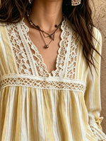 Women's Striped Lace-Trim Boho Tunic