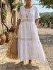 Vintage Eyelet Floral Tiered White Dress
