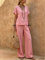 Women's Dusty Pink Linen Relaxed Set