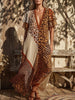 Vintage Art Comfortable Summer Fabrics Leopard Print Color Blocked Chiffon Dress