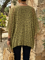 Women's V-Neck Leopard Chiffon Blouse