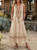 Colorful Floral Sleeveless Tiered Midi Dress