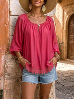 Women's Lace-Hem Peasant Top